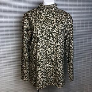 Hunt Club Patterned Ling Sleeve Turtleneck Top